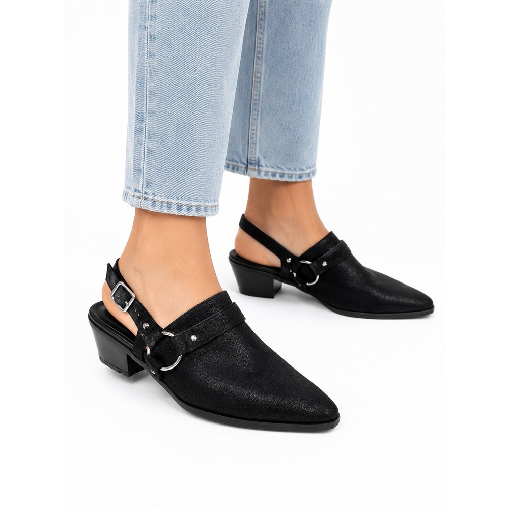 Urban Outfitter Vintage Black Pointed Toe Slingback Heel Mules Women's Size 10